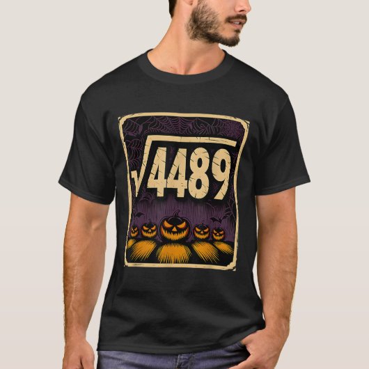 平方根 4489 ハロウィン パンプキン 数学ジョーク 6 7 S Tシャツ (正面)