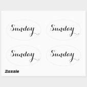 平日のシール：日曜日 楕円形シール (シート)