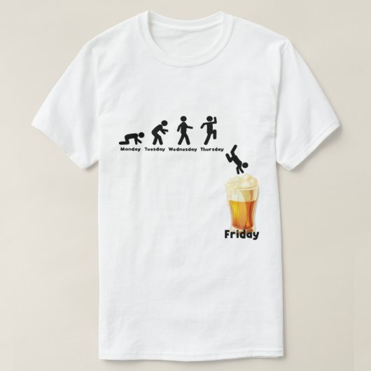 平日の進化ビール金曜パーティー飲み Tシャツ (デザイン正面)