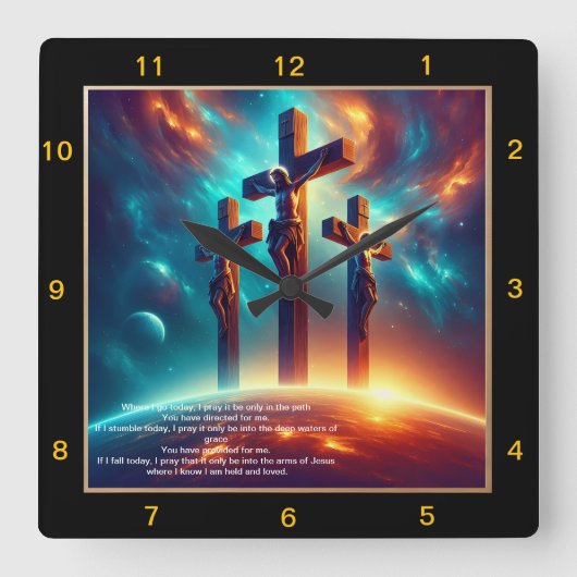 平時パーソナライズされた計:信仰の賜物 スクエア壁時計 (正面)