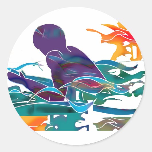 平泳ぎの切り出し ラウンドシール (正面)