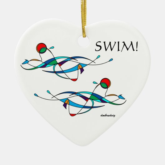 平泳ぎの泳ぐ人の倍 セラミックオーナメント (正面)