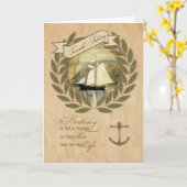 平滑な帆船をテーマにした誕生日 カード (黄色い花)