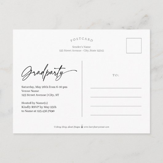 平滑ノート卒業発表はがき ポストカード (裏面)