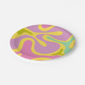 平滑等高線Groovyレトロ抽象芸術パターン ペーパープレート (アングル)