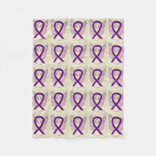 平滑筋肉腫がん認識度リボン毛布 フリースブランケット (正面)