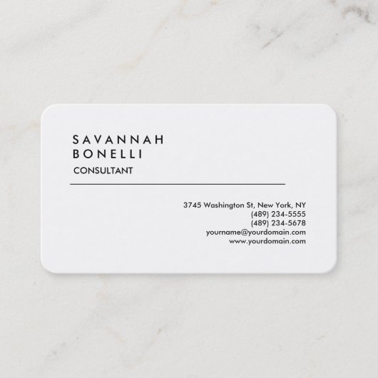 平独占的白モダントレンディーミニマル 名刺 (正面)