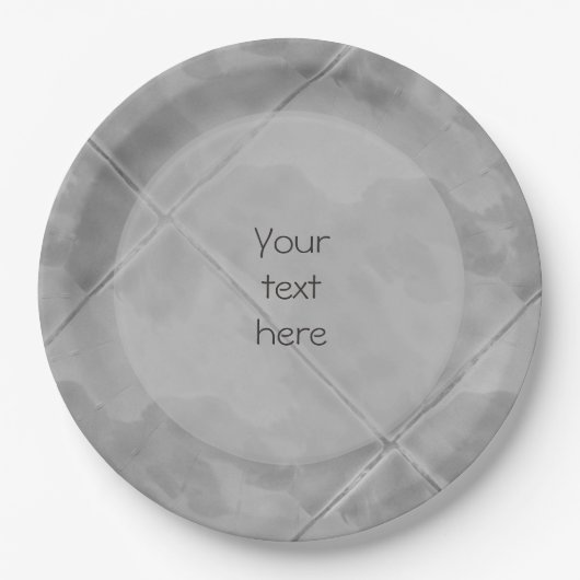 平瓦セラミックサーフェスグレー任意文字 ペーパープレート (正面)