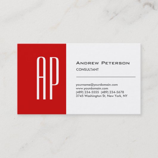 平白レッドストライプモノグラム名刺 名刺 (正面)