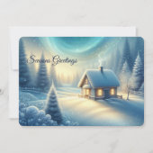 平穏な冬の小屋の季節の挨拶カード シーズンカード (正面)