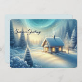 平穏な冬の小屋の季節の挨拶カード シーズンカード (正面/裏面)