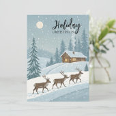 平穏な冬の雪のトナカイの季節のご挨拶 シーズンカード (スタンド正面)