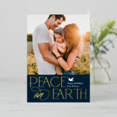 平穏な願いを込めたホリデー写真カード 箔シーズンカード (立ち正面)