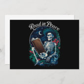 平穏に読書 スケルトン読書愛好家 本好き 招待状 (正面/裏面)