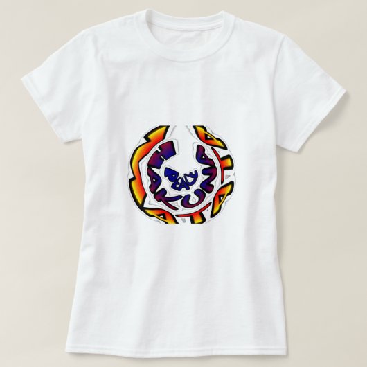 「平穏 ハクナマタタ」 サークル アート プリント Tシャツ (デザイン正面)