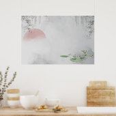 平空白の葉枠デザイン ポスター (キッチン)