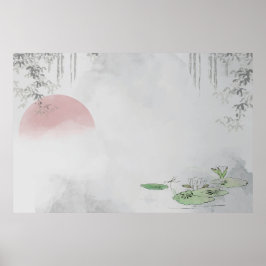 平空白の葉枠デザイン ポスター