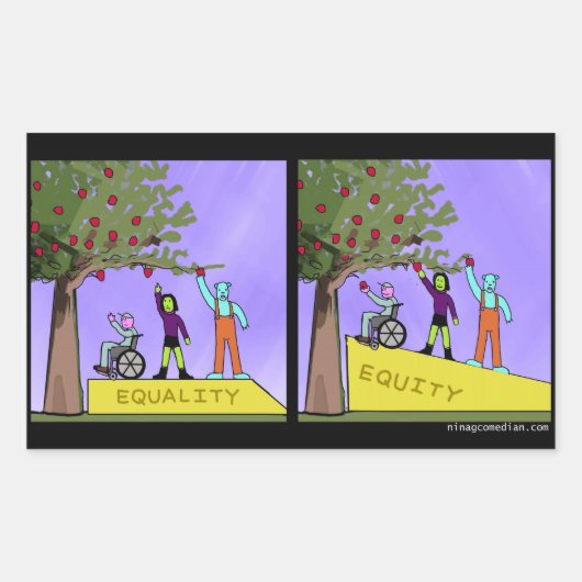 平等と平等 長方形シール (正面)