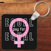 平等な仕事のフェミニストのための平等な支払い キーホルダー (裏面)