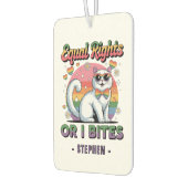 平等な権利 – おもしろいかわいい白猫LGBTQプライド カーエアーフレッシュナー (左)