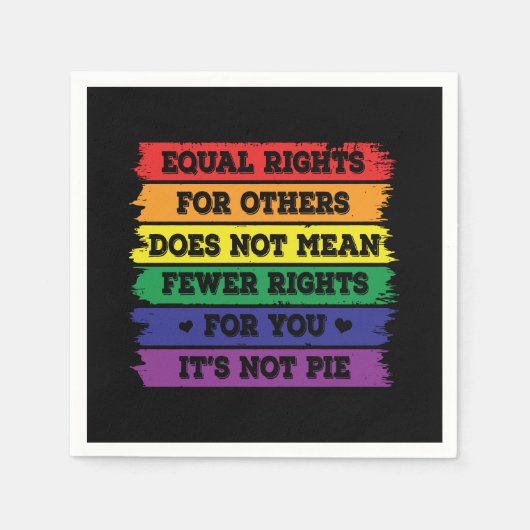 平等な権利 | LGBTQの権利 |プライドパレード | Ally スタンダードカクテルナプキン (正面)