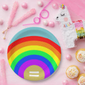 平等は虹の下の金ゴールド ペーパープレート (パーティー)