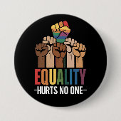 平等は誰にも害を与えない LGBTQ Pride 引用 缶バッジ (正面)