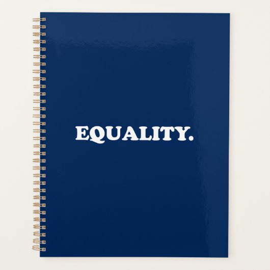 平等ネイビーブルーモダンタイポグラフィミニマル プランナー手帳 (正面)