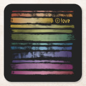 平等ラブレインボーブラシストロークLGBTQ ID656 スクエアペーパーコースター (正面)