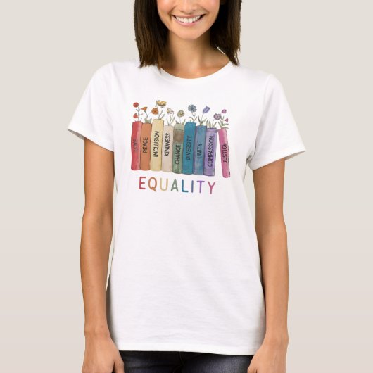 平等図書と花 Tシャツ (正面)