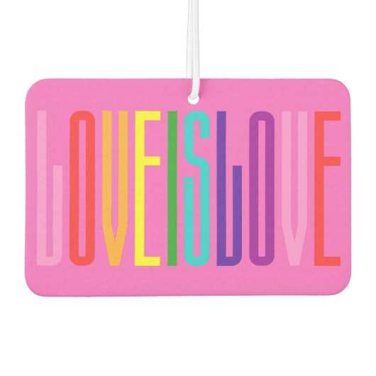 平等愛は愛LGBTゲイプライドレインボー文字 カーエアーフレッシュナー (正面)