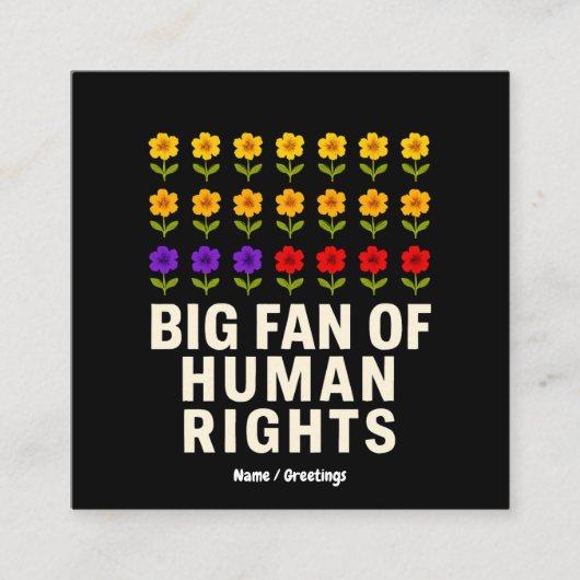 平等正義を支持する人権の大ファン スクエア名刺 (正面)