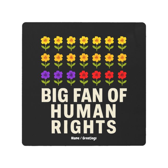 平等正義を支持する人権の大ファン メタルプリント (正面)