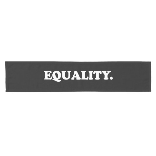 平等白黒モダンタイポグラフィ ショートテーブルランナー (横)