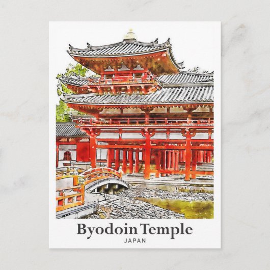 平等院日本旅行水彩手描き ポストカード (正面)