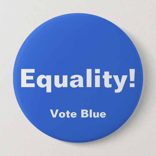 平等！ボタン、青で投票ボタン 缶バッジ (正面)