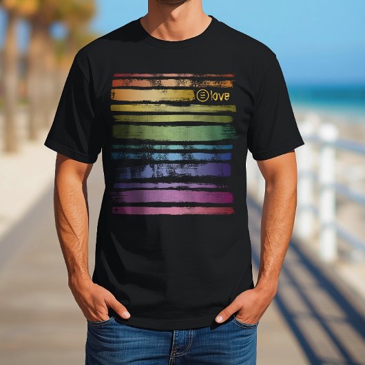 平等 愛 レインボー ブラシ ストローク LGBTQ ID656 Tシャツ
