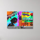 平等、愛、受け入れ手描きアート キャンバスプリント (正面)