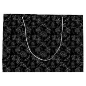 平花柄01bブラックBG ラージペーパーバッグ (裏面)