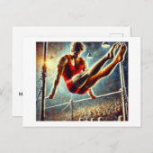 平行バーの男体操選手 ポストカード (正面/裏面)