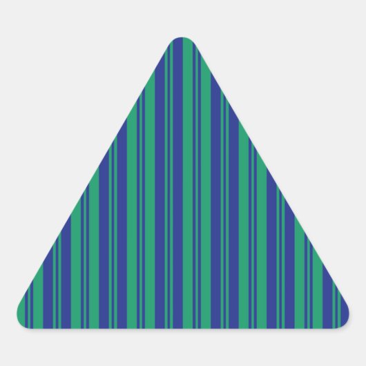 平行線抽象芸術パターン緑ストライプ色 三角形シール (正面)