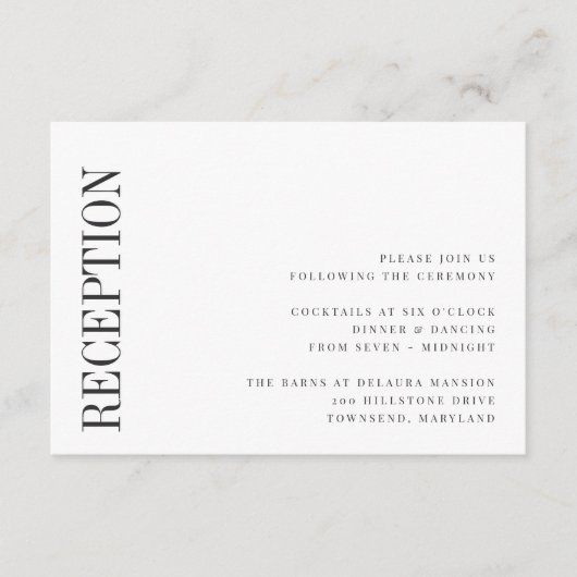 平行 |白モダンと黒のウェディングレセプション エンクロージャーカード (正面)