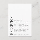 平行 |白モダンと黒のウェディングレセプション エンクロージャーカード (正面)