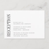 平行 |白モダンと黒のウェディングレセプション エンクロージャーカード (正面)