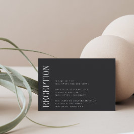 平行 |白モダンと黒のウェディングレセプション エンクロージャーカード