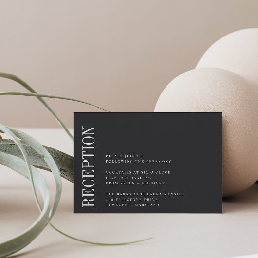 平行 |白モダンと黒のウェディングレセプション エンクロージャーカード