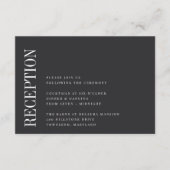 平行 |白モダンと黒のウェディングレセプション エンクロージャーカード (正面)