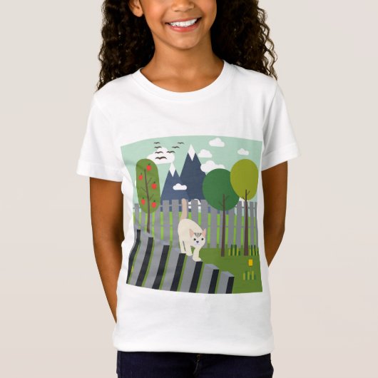 平衡状態にある猫 Tシャツ (正面)