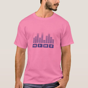 平衡装置のTシャツが付いている青い音楽ボタン Tシャツ