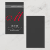 平赤灰色の書道モノグラム名刺 名刺 (正面/裏面)